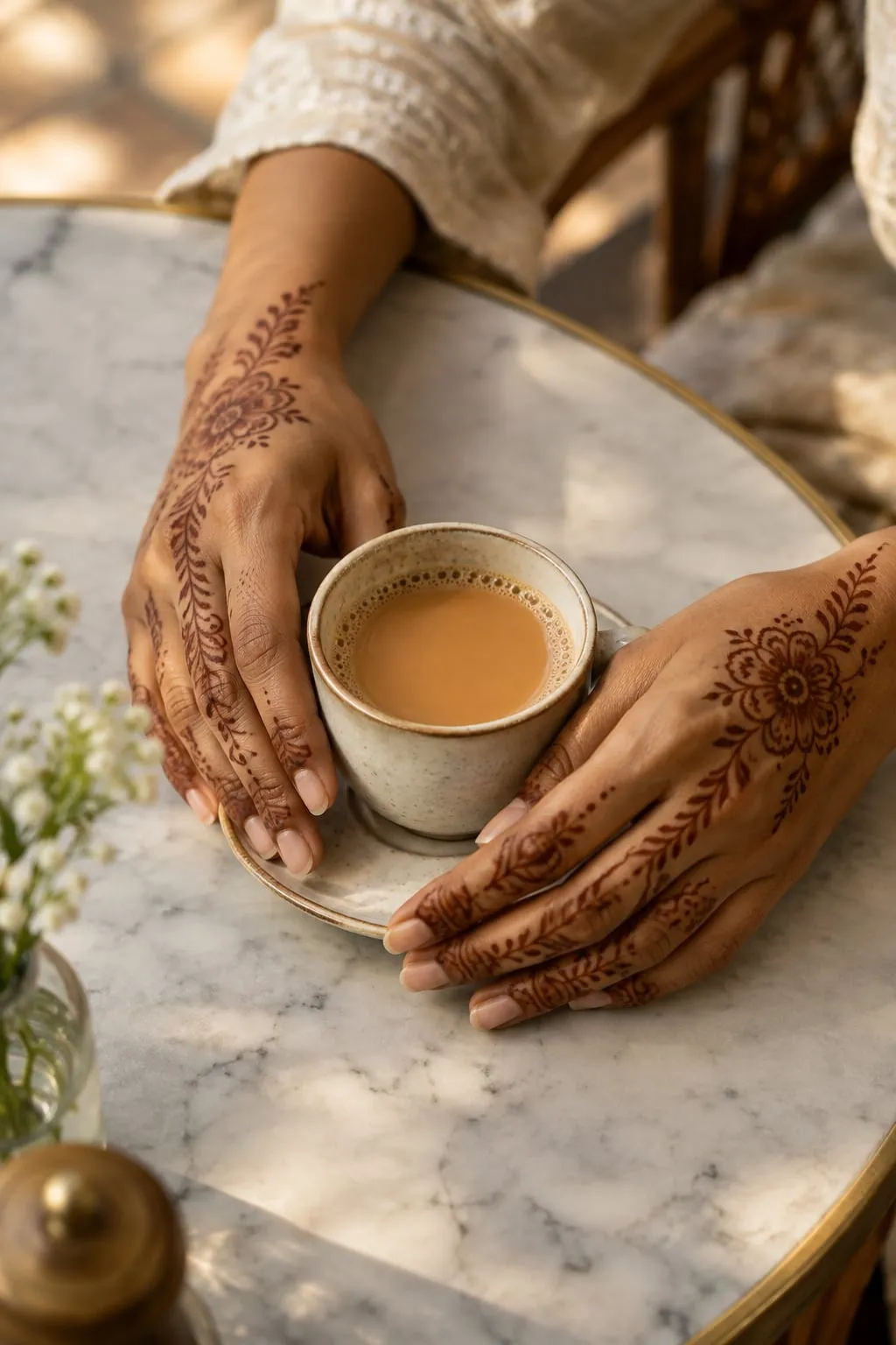 Arabic mehandi on both hands, light and flowing