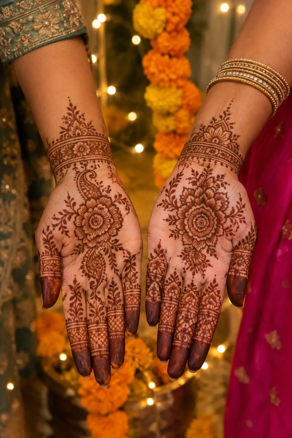 Guests getting mehandi at an event