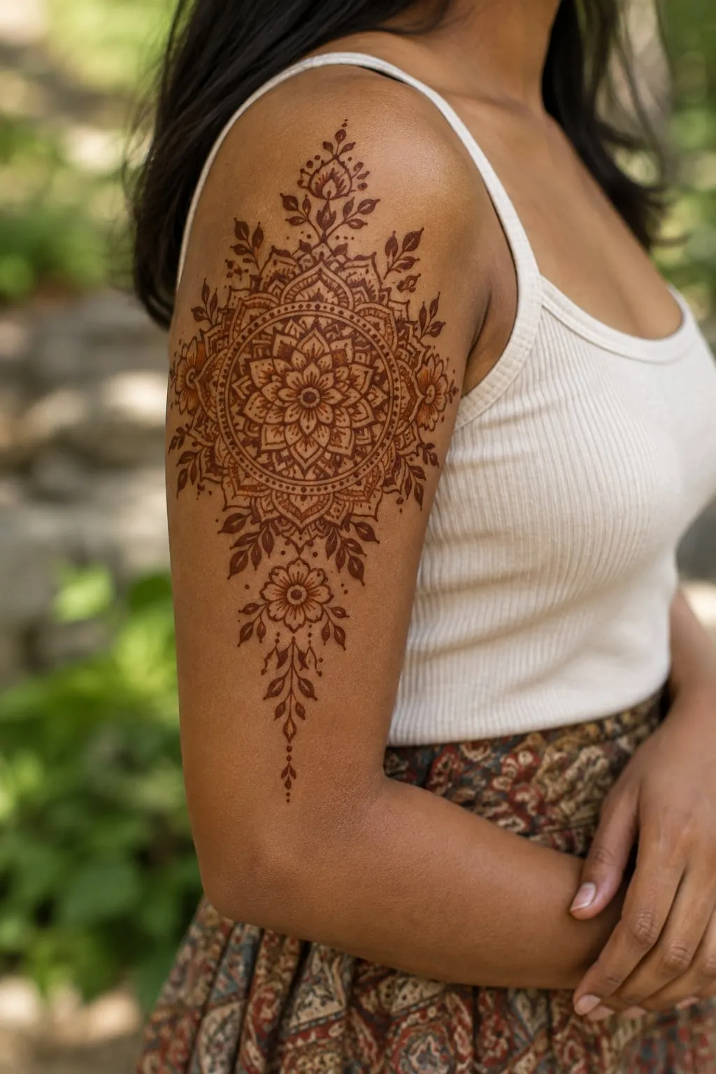 Henna tattoo on the upper arm