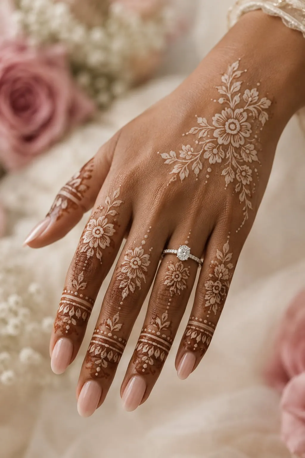 White henna engagement design